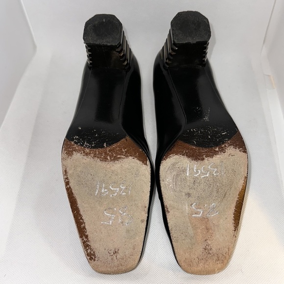 Stuart Weitzman Black Pumps with Geometric Stacked Heels Size 8.5 - GUC - Picture 11 of 11